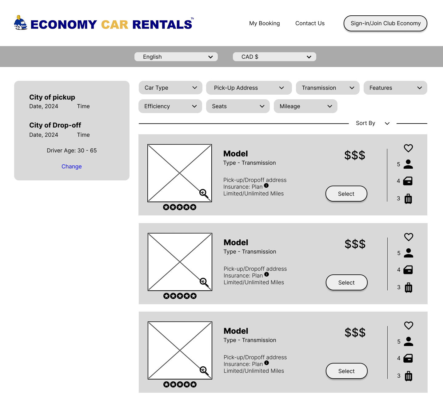 Low fidelity wireframes