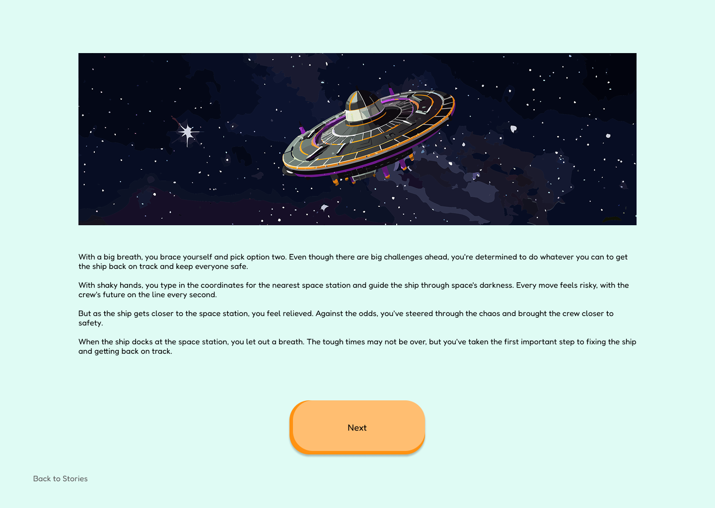 Examples of page mockups from the sample story.